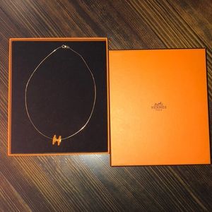 Hermes Orange Pop H necklace